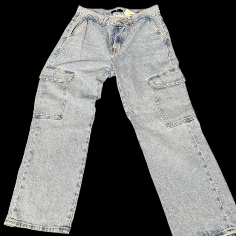 7 For All Man Kind Light Blue Cargo Jeans